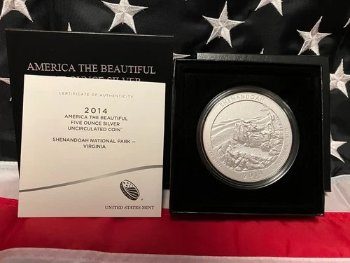 2014-P 5 oz Burnished ATB Shenandoah Silver Coin (Box, CoA)
