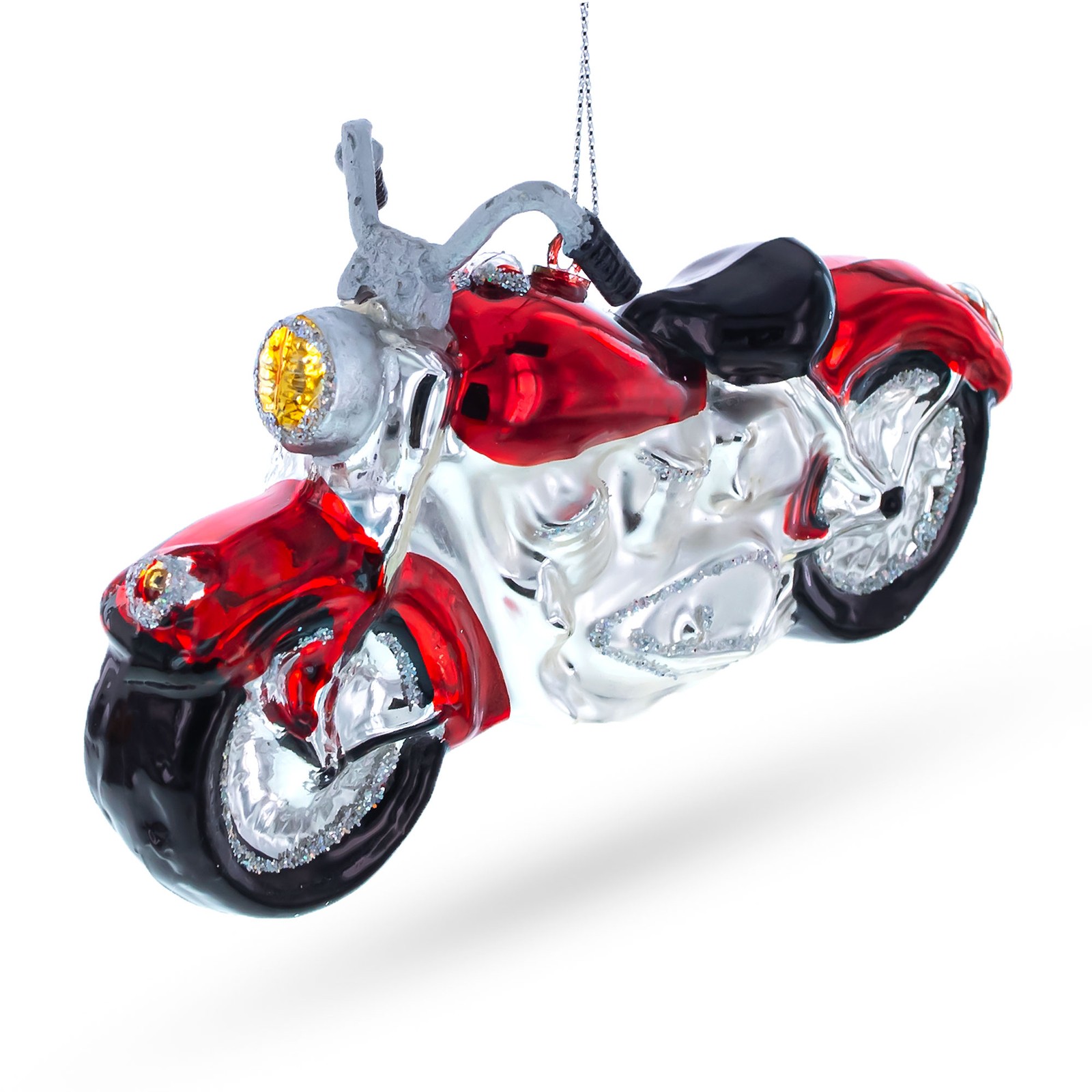 Red Motorcycle Blown Glass Ornament