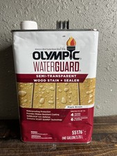Lot of 2 Olympic WaterGuard Semi-Transparent Wood Stain Sealer Maple Brown 1 Gal