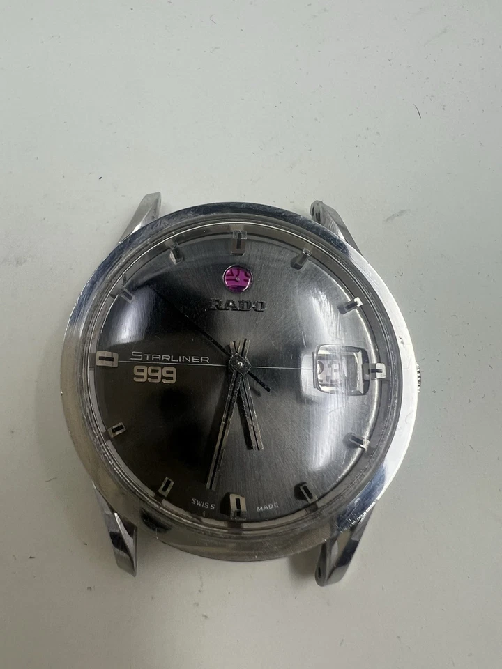 Vintage Rare Rado Starliner 999 Men’s Watch – Black Dial – Date – 37mm - image 3 of 4