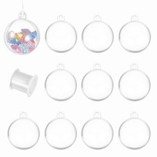 1.2" Dia. Clear Plastic Acrylic Fillable Ornament Ball with Hanging Wire 10pcs