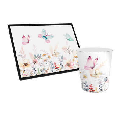 itenga Schreibunterlage mit Papierkorb Set Kunststoff für Kinder SCHMETTERLING