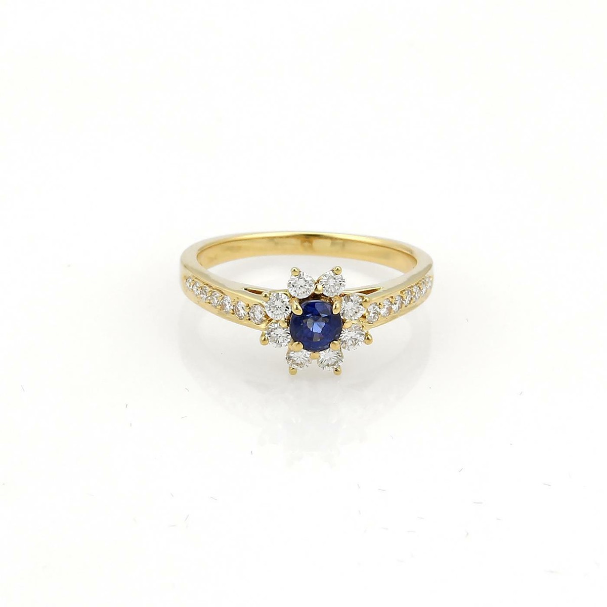 Tiffany & Co. Diamond Sapphire 18k Yellow Gold Star Flower Ring