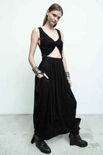 $675 NICHOLAS K Milos Dress M Black Jersey Twist Cutout Layered Slouchy Pockets