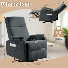 Recliner Chair, Small Chenille Swivel Rocking Recliner Chair for Small Space