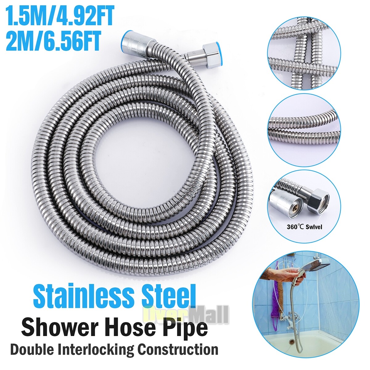 Stainless Steel Extra Long Shower Hose for Handheld Showerhead USA