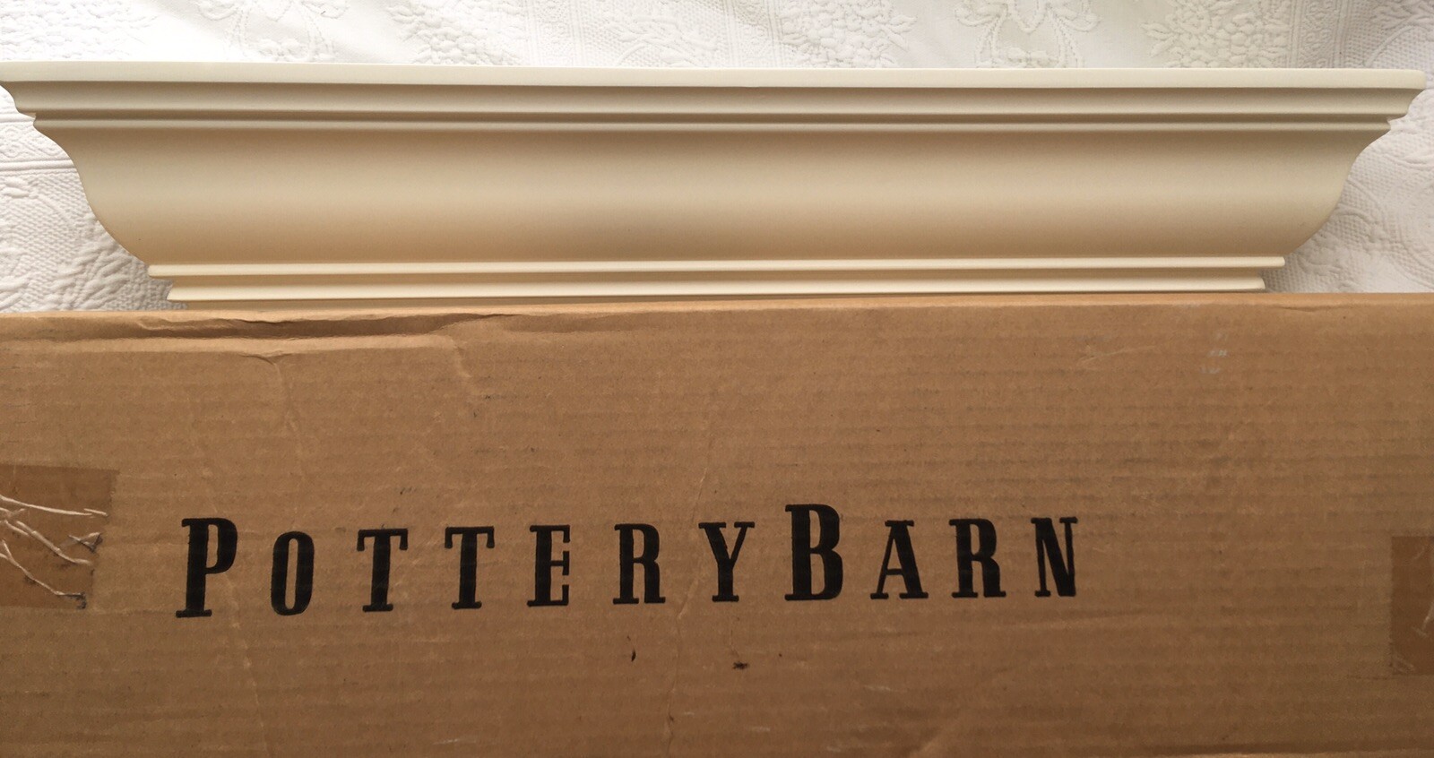 2 Pottery Barn White Crown Molding Modular Floating Shelf Ledge 24