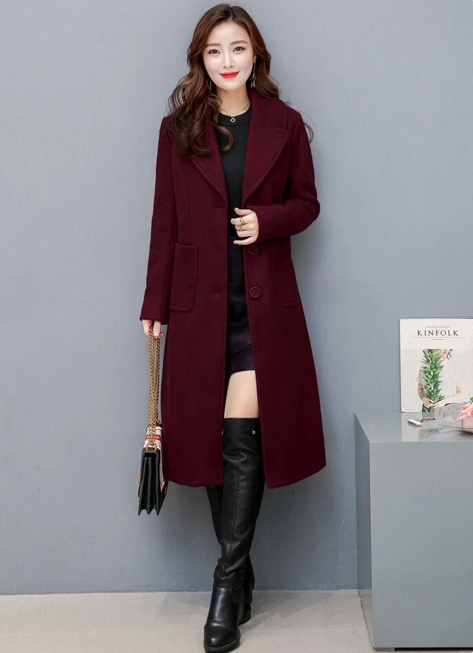 Jacket Coat Winter New Womens Ladies Warm Top Wool Overcoat Windbreaker  Lined