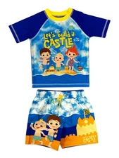 Cocomelon Swim Trunks Rash Guard Shirt Boys Size 3T 4T 4 Swimsuit Toddler Disney