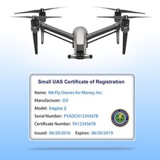 Drone FAA UAS Certificate of Registration - Part 107 Pilot ID Card for wallet