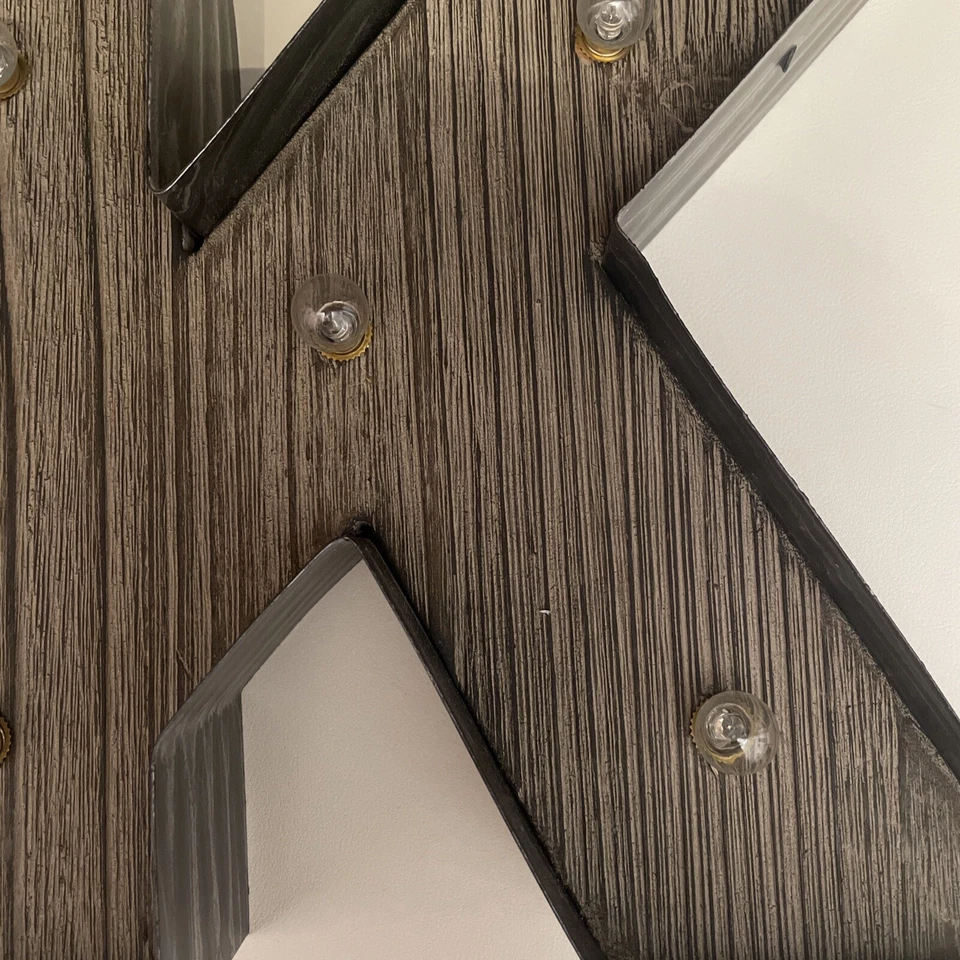 Rustic Metal Marquee Letter "K” Light Up 9” Barnwood Adirondack Barn Chic Farm - Image 2 of 4