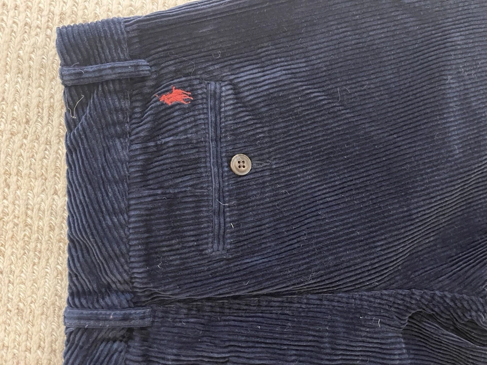 Polo Ralph Lauren 男孩海军蓝灯芯绒裤子 14 二手状况完好假日 — 第 3/4 张图片