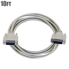 10FT DB15 D-SUB 15-Pin Male to Male Cable Cord Molded Straight Beige