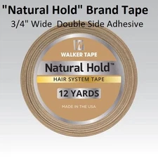Natural Hold Tape by Walker Tape Co. 3/4" X 12 yard roll Double side Adhesive 
