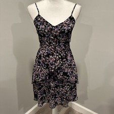 NWOT Express Floral Print Tiered Tulip Mini Summer Dress Multcolor Women's XS