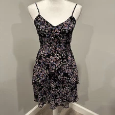 NWOT Express Floral Print Tiered Tulip Mini Summer Dress Multcolor Women's XS