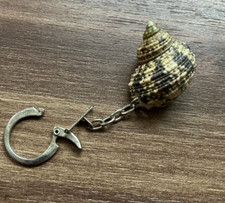 Shell Keychain Natural Seashell Vintage Coastal Marine Collectible Souvenir
