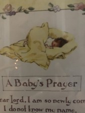 Vtg Framed "A Baby's Prayer" Wall Plaque by Dorothea Warren Fox 1970 8x10