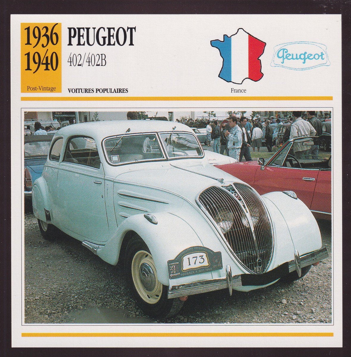 1936-1940 Peugeot 402 / 402B Car Photo Spec Sheet Info Stat