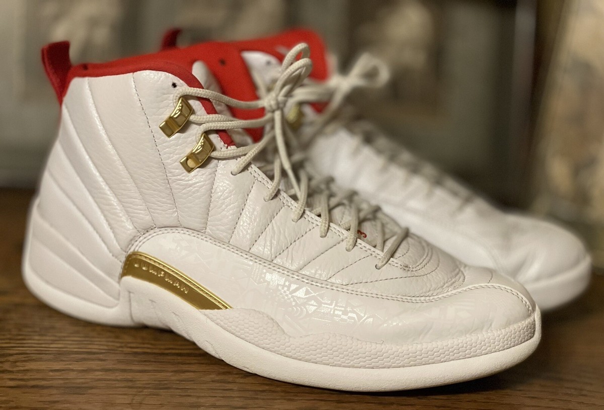 Nike Air Jordan 12 XII Retro FIBA Mens Sneakers White Red ???? * In celebration of the 2019 FIBA Basketball  main image 4