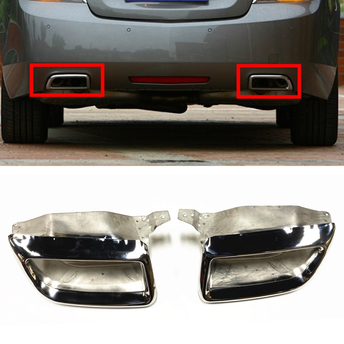 2Pcs Car Rear Bumper Stainless steel Tail Exhaust L&R For Buick