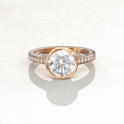 2,14 kt im Labor gezüchteter Diamant 14 kt Rotgold E-F Farbe VVS1 VS1 IGI-zertifizierter Ring