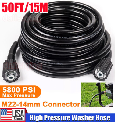 #ad High Pressure Washer Hose 15m 50ft 5800PSI M22 14mm Power Washer Extension Hose $19.98