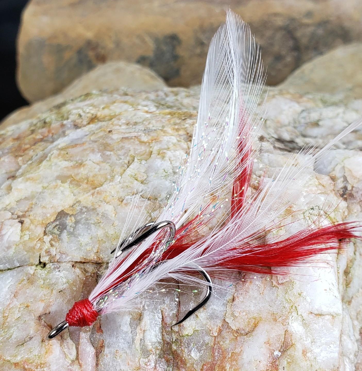 6 Feather Flash Mustad Nickel Dressed Treble Hook 1/0 DIY Spinners ...