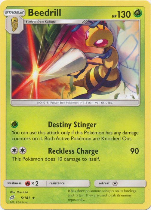 Pokemon Beedrill - 5/181 - Rare NM-Mint Team Up