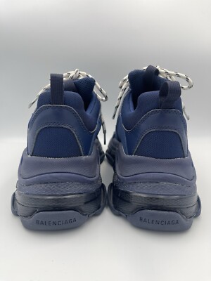 $1100 Balenciaga Triple S Fashion Sneakers Navy Blue Size Men's US