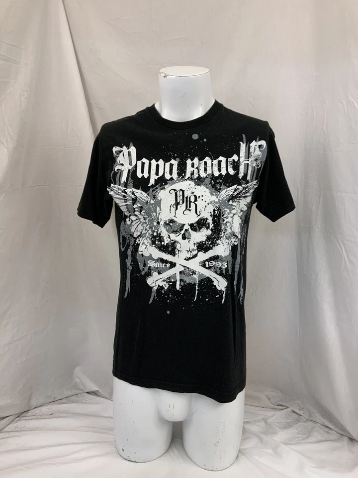 Papa Roach Tour 2009 Concert Tee Shirt S Black Crew Cotton Mint YGI S1-301 - Image 4 of 4