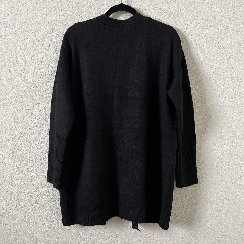 Nuevo con etiquetas Cárdigan Cielo Tejido Frente Abierto Talla Extra Grande Negro Manga Larga Suéter Foto 3 de 4