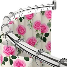 Curved Shower Rod 39-72" SS, Rustproof, Easy Install, Silver
