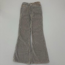 Vintage 70s Robot Corduroy Bell Bottom Pants Grey Zipper Fly Size 25x30