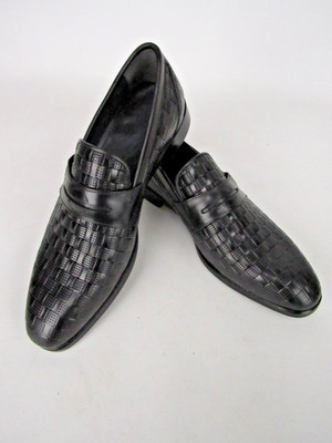 Premium Men s Woven Leather Microlight Sole Loafers   Handcrafted Size EU 41
