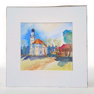  Langwinkl im Rottal   Original Aquarell von Bernhard Gerner  Handgemalt 40x40cm