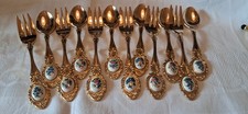 Kaffeebesteck Goldfarben mit Keramik Auflagen 6 Teilig