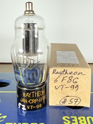 Raytheon 6F8G VT-99 NOS Black Plate Foil Getter Tested Like NOS Balanced Tube