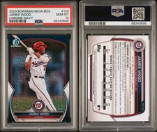 2023 Bowman Chrome Mega Box Navy Refractor #129 James Wood RC Rookie /175 PSA 10