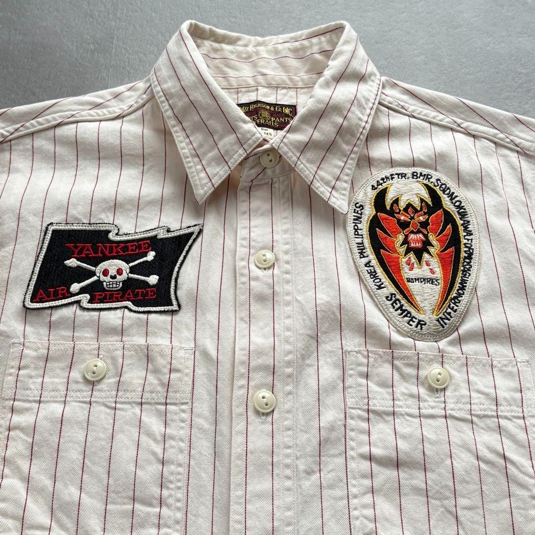 BUZZ RICKSONS Herringbone Striped Work Shirt Size… - image 3