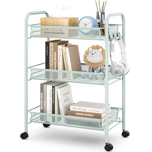 APEXCHASER 3-Tier Rolling Cart,Easy Assemble Mobile  Assorted sizes 
