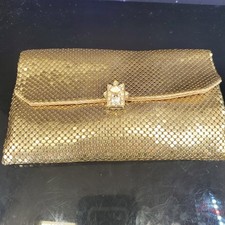 VTG Mesh Whiting Davis Co. Bags Gold Clutch Purse Jeweled Clasp 6 Wide USA