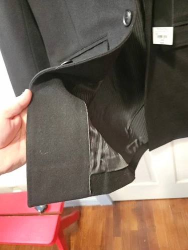 JF J.Ferrar Mens Topcoat Large Black Wool $220 Retail image 17