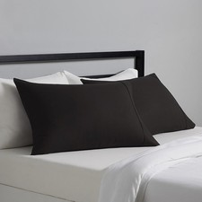 Standard Pillow Cases Set of 2 Black 30x20" Lightweight Super Soft Microfiber