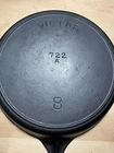 VICTOR #8 Cast Iron Skillet 722A Griswold Made Vintage Antique Restored Pan