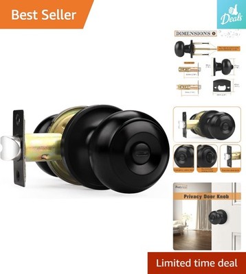 Easy Install Keyless Privacy Door Handle - Matte Black Knob for All Interiors
