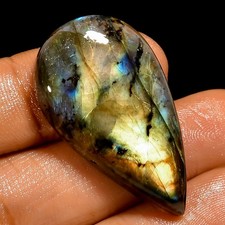 37 Ct Natural Labradorite Pear Cabochon Loose Gemstone For Jewelry 35X19X6 mm