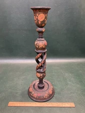 Antique Vintage Kashmiri Open Twisted Decorated Candlestick Marked OM53 India