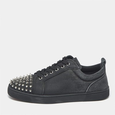 Christian Louboutin Louis Junior Size 42 Black Denim studded Lace