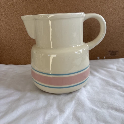 Nelson McCoy Vintage Pink And Blue Stoneware Pitcher Made In Late 70’s